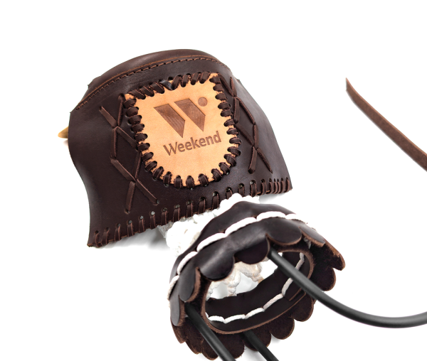 Комплект луз с выкатом RU-M4, скоба - латунь (лен, коричневая кожа, комбинированная) плетенка "Крест" с логотипом