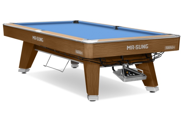 Стол / пул "Rasson Acurra" 9 ф (коричневый, сланец 25 мм) в комплекте с плитой, аксессуары + сукно