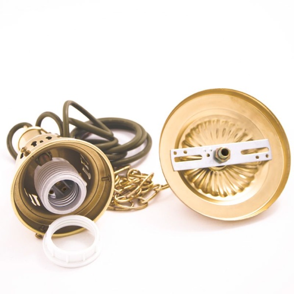 Лампа на один плафон «Elegance» (золотистая чашка, золотистый плафон D35см)